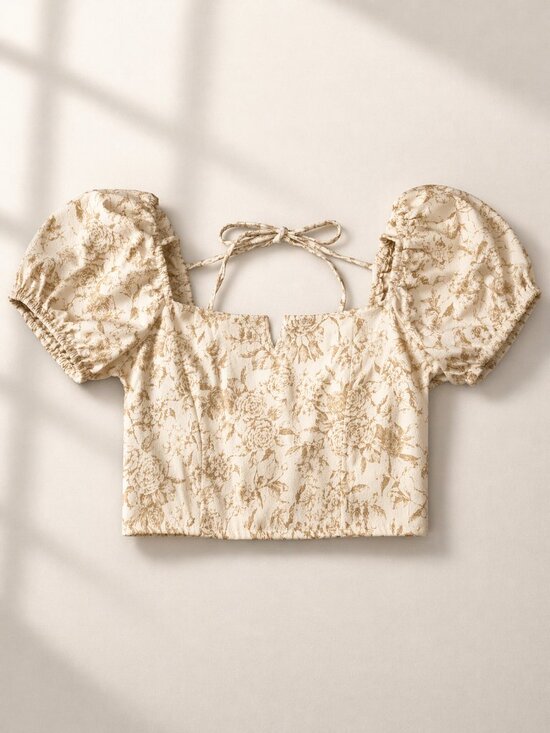 Altar'd State Tops - Altar'd State | Floral Puff Sleeve Crop Top | Size Large